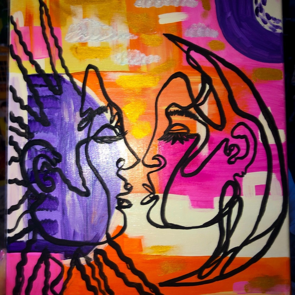 🚩SOLD🚩Hand painted acrylic oil abstract canvas